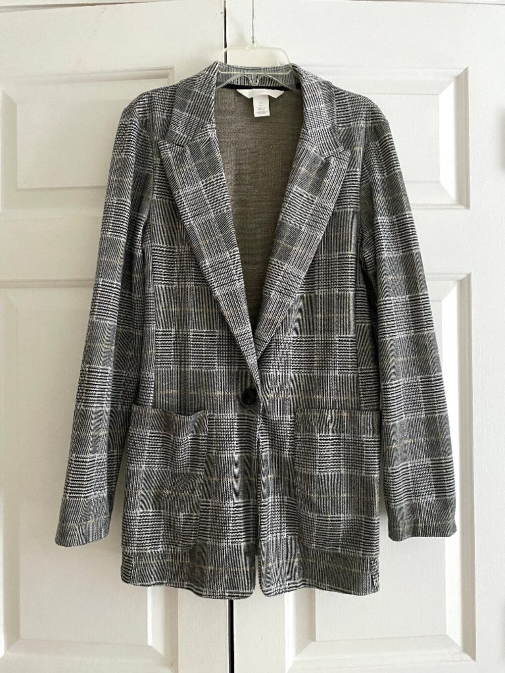 H&M Plaid Long Blazer Sz S (US 4)